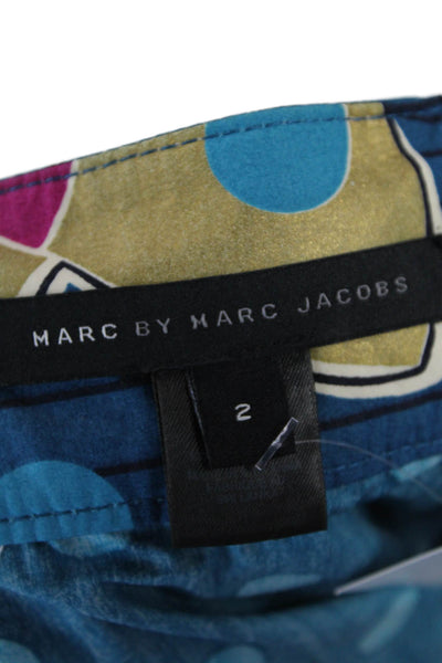 Marc By Marc Jacobs Womens Cotton Floral Zippered Mini Skirt Blue Size 2