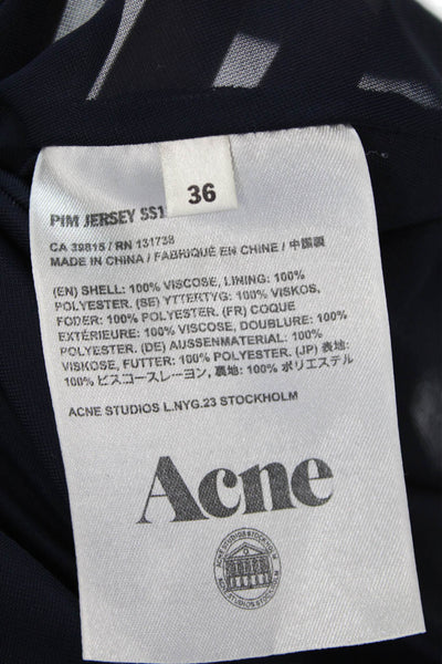 Acne Womens Short Sleeve Round Neck Zippered Mini Dress Blue Size 36