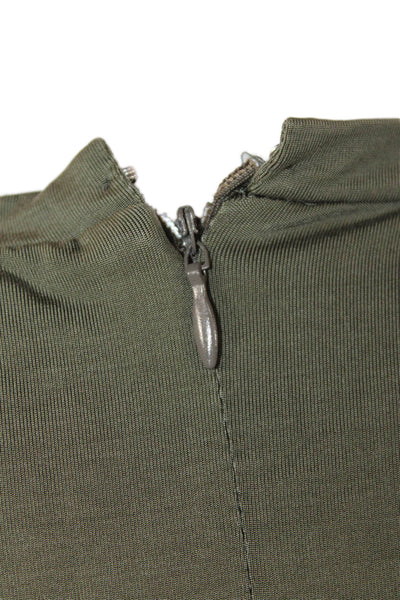 Dolan Womens Short Sleeve Round Neck Zippered Jumpsuit Green Size PS