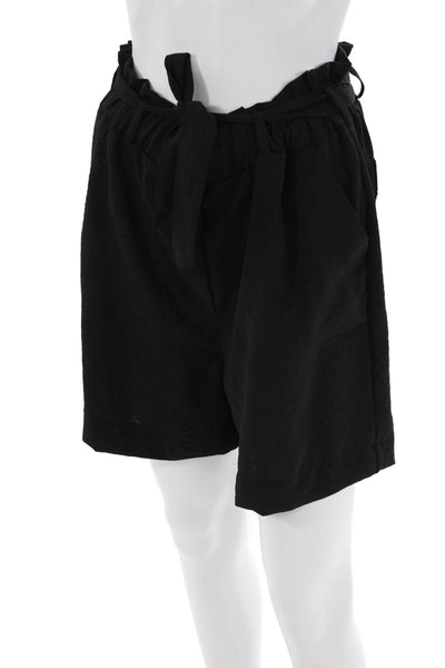 Aldo Martins Womens Stretch Tied High-Waisted Casual Shorts Black Size S