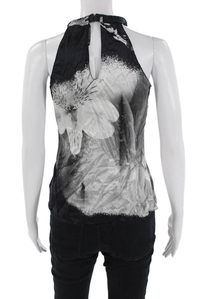 Elie Tahari Womens Silk Abstract Print Halter Neck Tank Top Gray Size XS