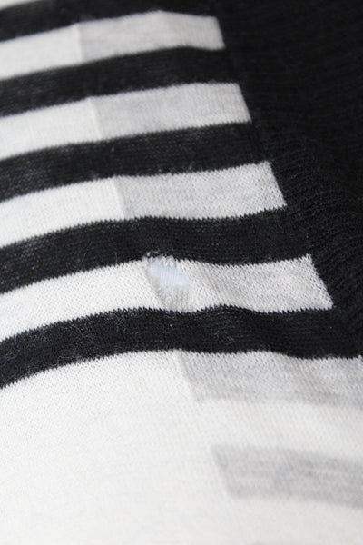 Vince Merino Wool Striped Open Front Long Cardigan Sweater Black Size 2XS