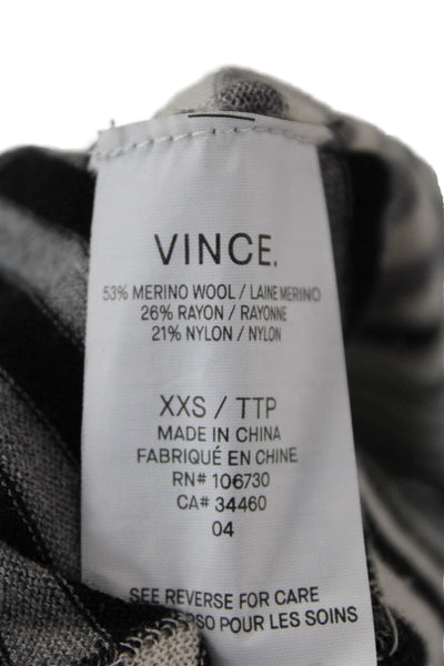 Vince Merino Wool Striped Open Front Long Cardigan Sweater Black Size 2XS