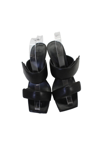 Open Edit Womens Faux Leather Double Strap Square Toe Heels Black Size 7
