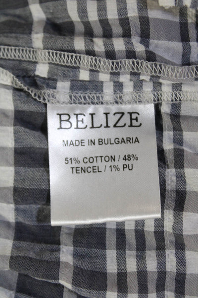 Belize Womens Cotton High Neck Ruffled Detail Smocked Cuff Blouse Gray Size 1