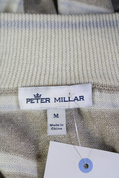 Peter Millar Womens Merino Wool Long Sleeve Striped Knit Pullover Beige Size M