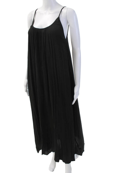 Sitano Womens Scoop Neck Spaghetti Strap Lightweight Maxi Dress Black Size XS