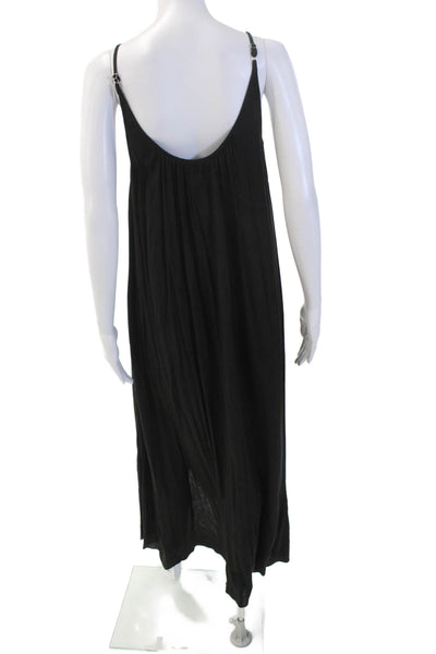 Sitano Womens Scoop Neck Spaghetti Strap Lightweight Maxi Dress Black Size XS