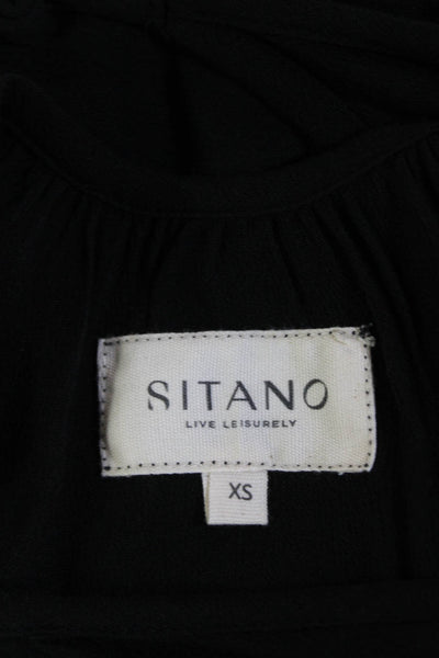 Sitano Womens Scoop Neck Spaghetti Strap Lightweight Maxi Dress Black Size XS