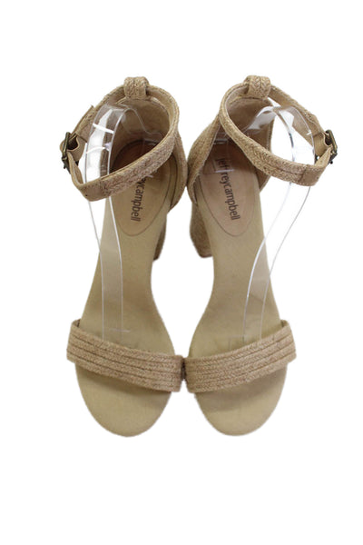Jeffrey Campbell Womens Woven Ankle Strap Sandal Heels Brown Size 7.5
