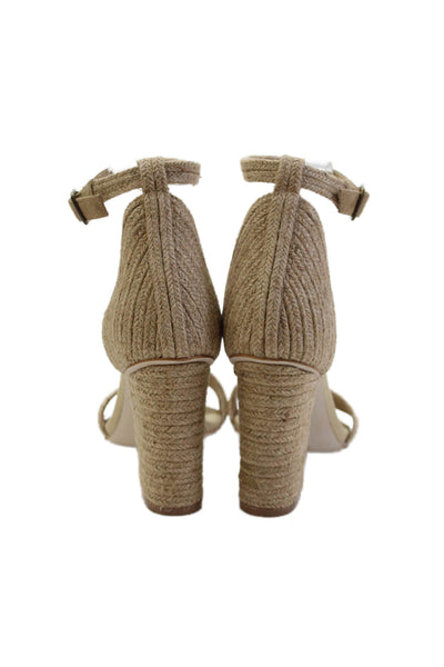 Jeffrey Campbell Womens Woven Ankle Strap Sandal Heels Brown Size 7.5