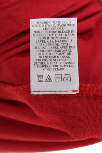 A.L.C. Womens Cotton Round Neck Short Puff Sleeve Basic T-Shirt Red Size S