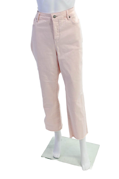NYDJ Womens Cotton Raw Ankle Detail High Rise Jeans Light Pink Size 16
