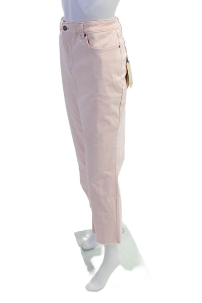 NYDJ Womens Cotton Raw Ankle Detail High Rise Jeans Light Pink Size 16