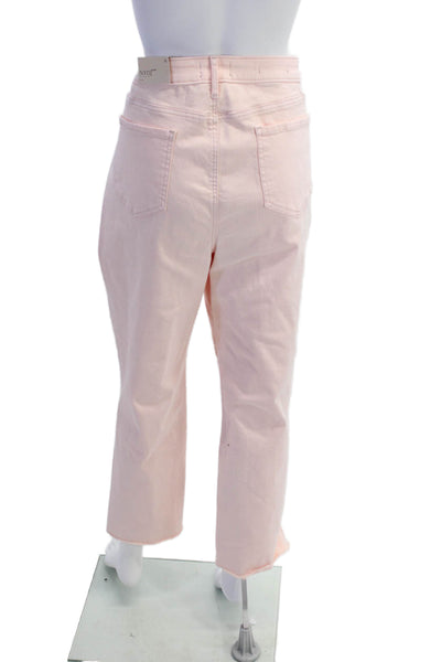 NYDJ Womens Cotton Raw Ankle Detail High Rise Jeans Light Pink Size 16