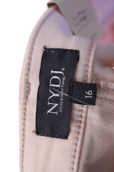 NYDJ Womens Cotton Raw Ankle Detail High Rise Jeans Light Pink Size 16