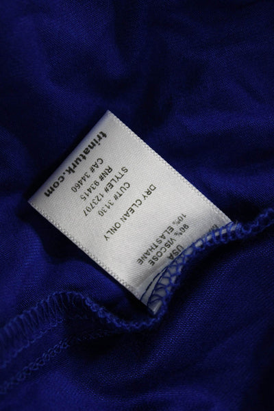 Trina Turk Womens Cut Out 3/4 Sleeve Scoop Neck Knit Top Blue Size Medium