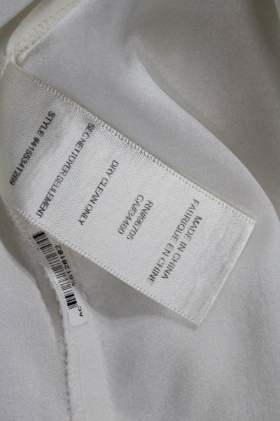 Rebecca Taylor Womens Sleeveless V Neck Sheer Trim Silk Top White Size 8