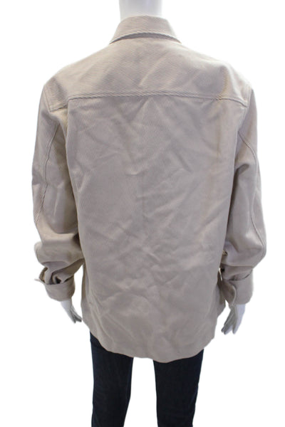 Reiss Womens Textured Long Sleeve Button Up Collar Lined Blouse Nude Size L