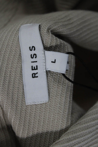 Reiss Womens Textured Long Sleeve Button Up Collar Lined Blouse Nude Size L