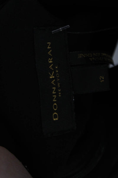 Donna Karan New York Womens Long Sleeve V-Neck Tie Waist Dress Black Size 12