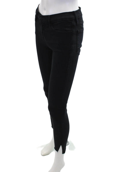 Frame Womens Zip Button Fray Skinny Leg Dark Denim Jeans Black Size EUR 25