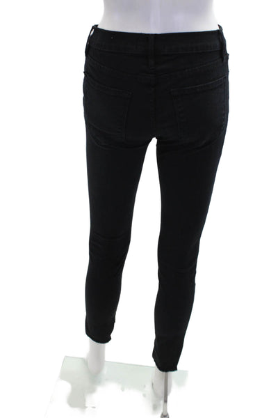 Frame Womens Zip Button Fray Skinny Leg Dark Denim Jeans Black Size EUR 25
