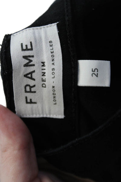Frame Womens Zip Button Fray Skinny Leg Dark Denim Jeans Black Size EUR 25