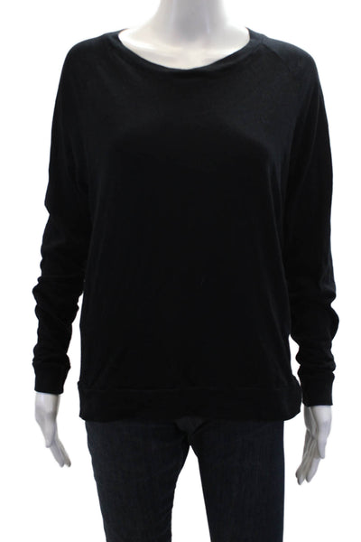 Nation LTD Womens Cotton Long Sleeve Round Neck Knit Top Black Size S