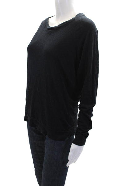 Nation LTD Womens Cotton Long Sleeve Round Neck Knit Top Black Size S