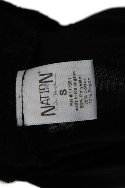 Nation LTD Womens Cotton Long Sleeve Round Neck Knit Top Black Size S
