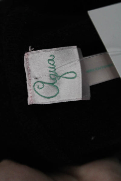 Aqua Womens Textured Knit Long Sleeve Ruffle Front Open Top Black Size S