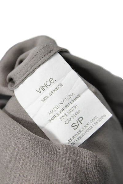 Vince Womens Short Sleeve V Neck Silk Boxy Blouse Top Gray Size Small