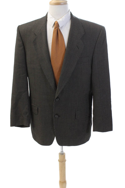 Begedor Mens Wool Spotted Print Collared Two Button Blazer Brown Size 40
