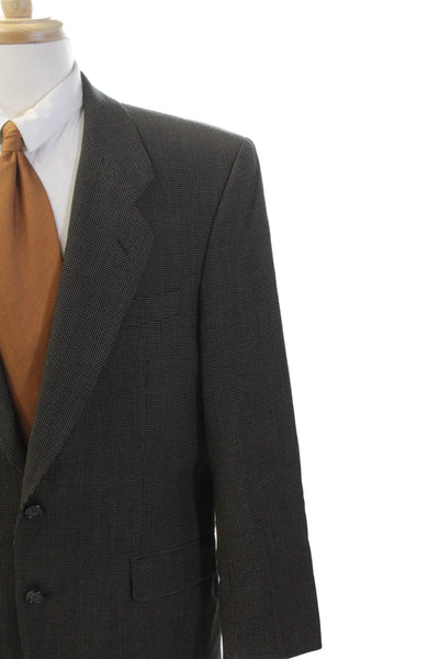 Begedor Mens Wool Spotted Print Collared Two Button Blazer Brown Size 40