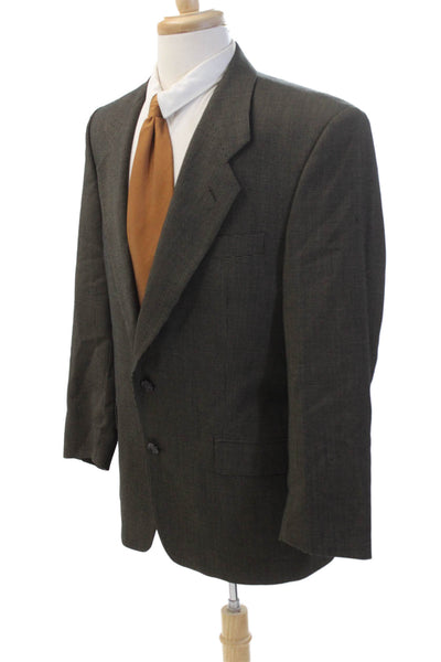Begedor Mens Wool Spotted Print Collared Two Button Blazer Brown Size 40