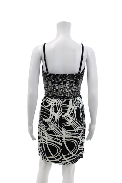 DKNY Womens Cotton Abstract Print Zippered Sleeveless Mini Dress Black Size 4