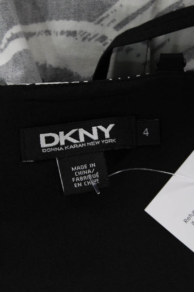 DKNY Womens Cotton Abstract Print Zippered Sleeveless Mini Dress Black Size 4