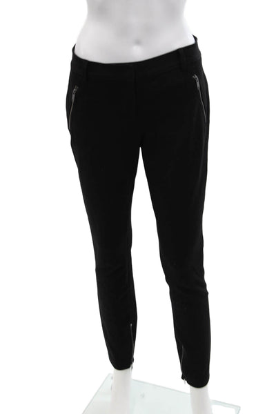 DKNY Womens Low-Rise Zippered Detail Skinny Pants Solid Black Size 4