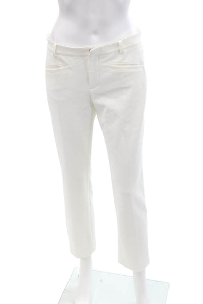Club Monaco Womens Mid-Rise Zippered Casual Tapered Pants White Size 4