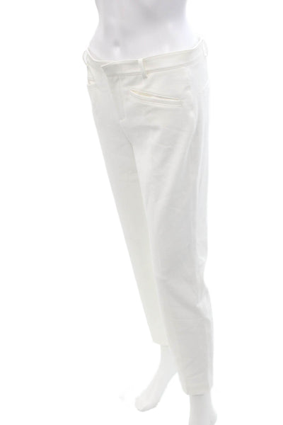 Club Monaco Womens Mid-Rise Zippered Casual Tapered Pants White Size 4