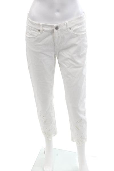 Elie Tahari Womens Cotton Low-Rise Casual Tapered Denim Jeans White Size 6