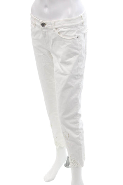 Elie Tahari Womens Cotton Low-Rise Casual Tapered Denim Jeans White Size 6