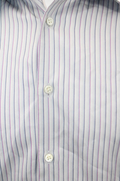 Armani Collezioni Mens Cotton Collared Striped Button Down Shirt Blue Size 41