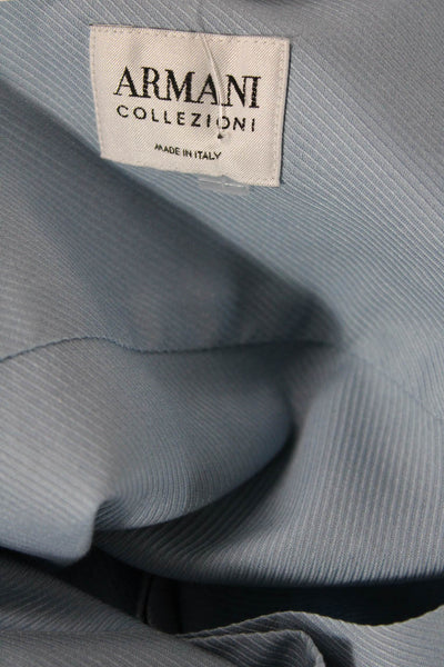 Armani Womens Cotton Pocketed Collared Button Down Shirt Solid Blue Size 39