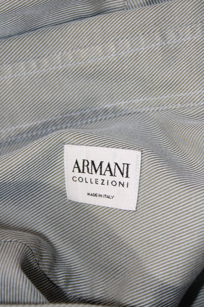 Armani Collezioni Mens Cotton Collared Pocketed Button Down Shirt Gray Size 41