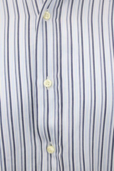 Etro Milano Mens Collared Striped Long Sleeve Button Down Shirt Blue Size 42