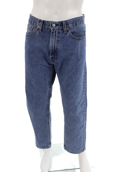 Levis Mens Mid Rise Zip Up Medium Wash Straight Leg Jeans Blue Size 35X30
