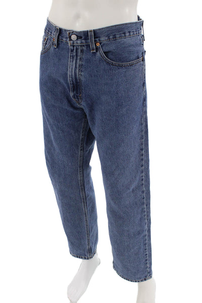 Levis Mens Mid Rise Zip Up Medium Wash Straight Leg Jeans Blue Size 35X30