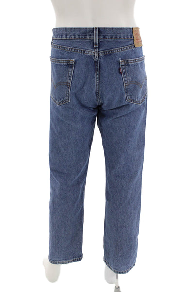 Levis Mens Mid Rise Zip Up Medium Wash Straight Leg Jeans Blue Size 35X30